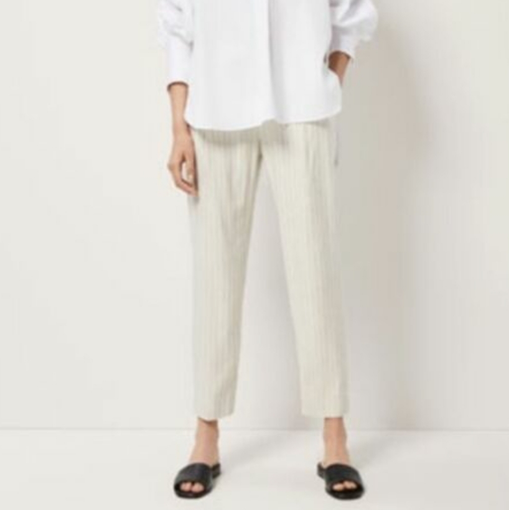 Nwot Massimo Dutti Linen Blend Pants Ivory And Black Size 6 — image 2 of 8